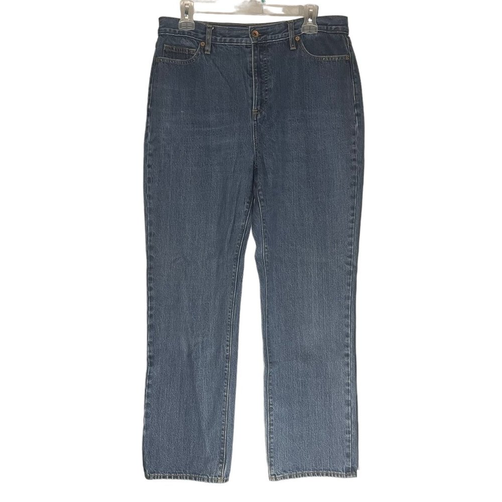 Lands' End Women's Jeans Denim Modern High Rise Straight Leg Blue Size 12